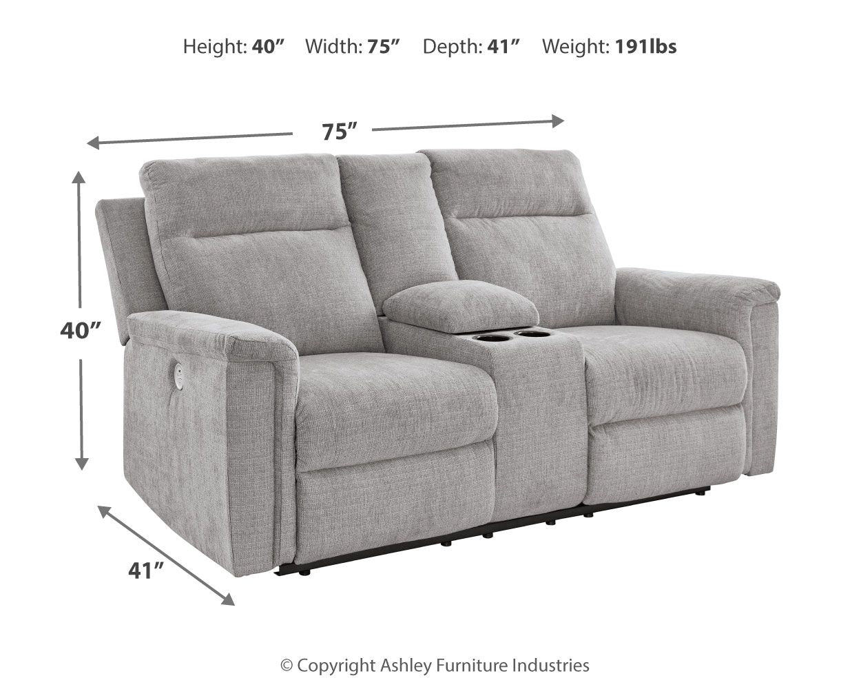 Barnsana - Dbl Power Reclining Loveseat With Console – alternate view 2