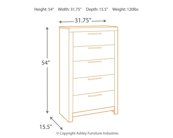 Derekson - Five Drawer Chest - Multi Gray