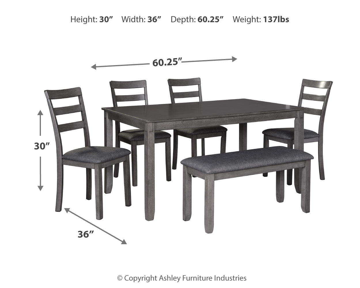 Bridson - RECT DRM Table Set (Set of 6) - Gray – alternate view 2