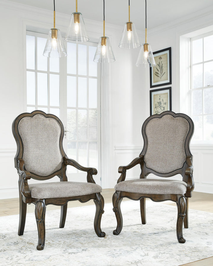 Maylee - Dining Upholstered Arm Chair (Set of 2) - Dark Brown – alternate view 2