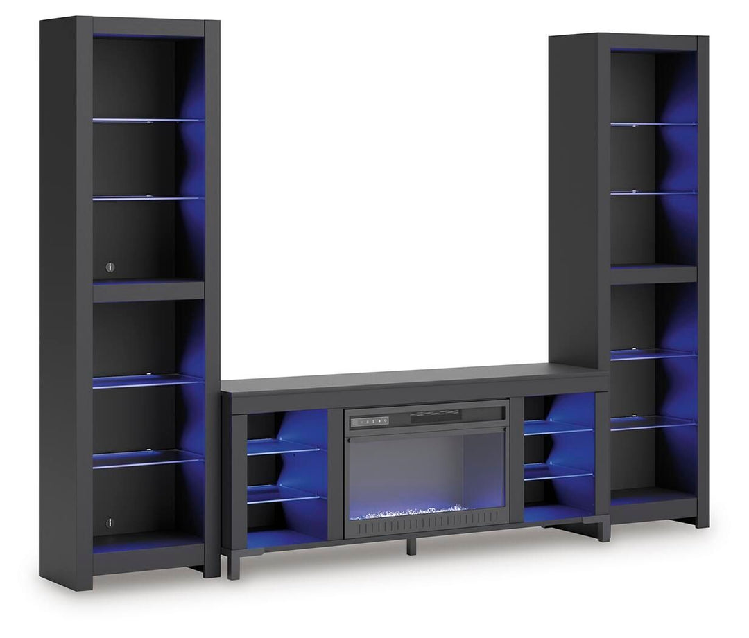 Cayberry - 3-Piece Entertainment Center With Electric Fireplace - Black – alternate view 2