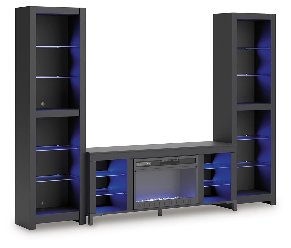Cayberry - 3-Piece Entertainment Center With Electric Fireplace - Black – alternate view 2