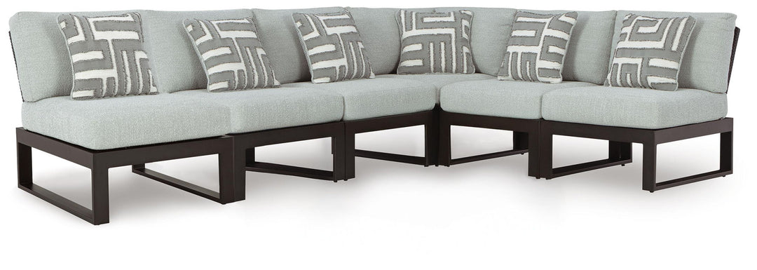 Beachloft - 6-Piece Outdoor Sectional - Black / Gray