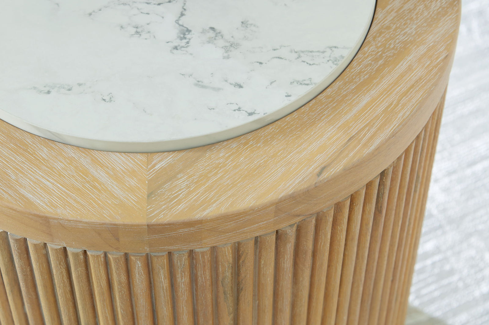 Camdill - Round End Table - Light Brown / White – alternate view 2