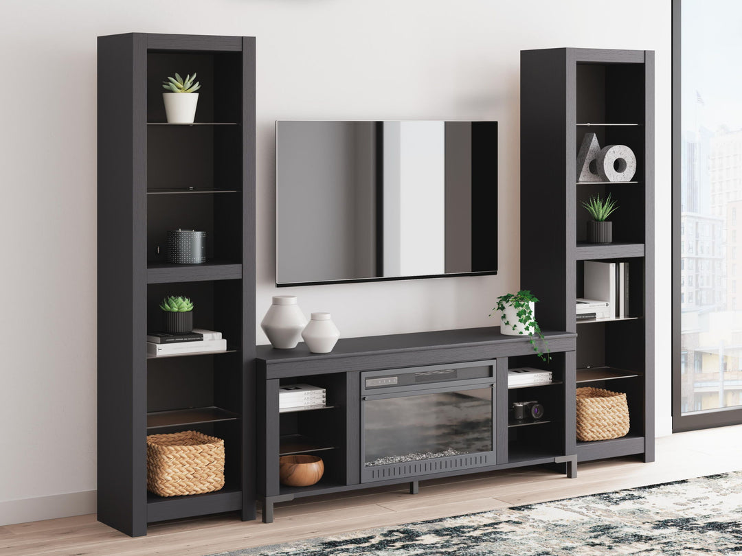 Cayberry - 3-Piece Entertainment Center With Electric Fireplace - Black – alternate view 3