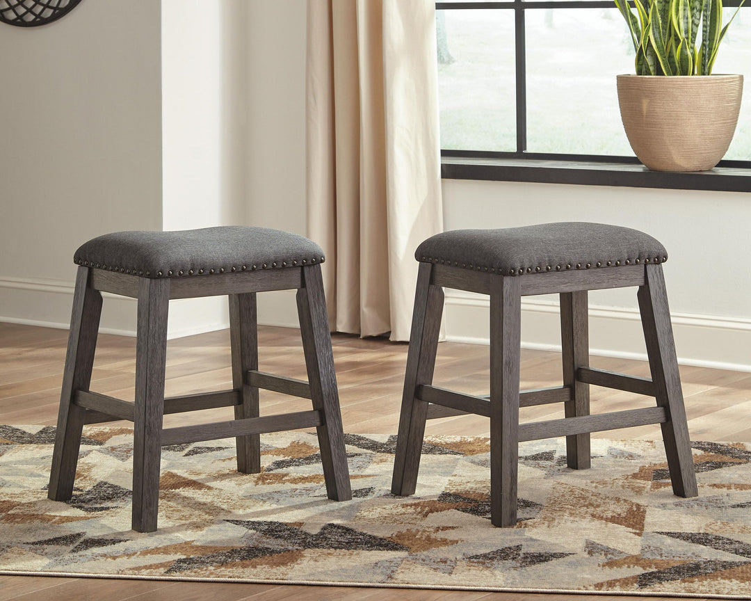 Caitbrook - Upholstered Stool (Set of 2) - Gray – alternate view 2