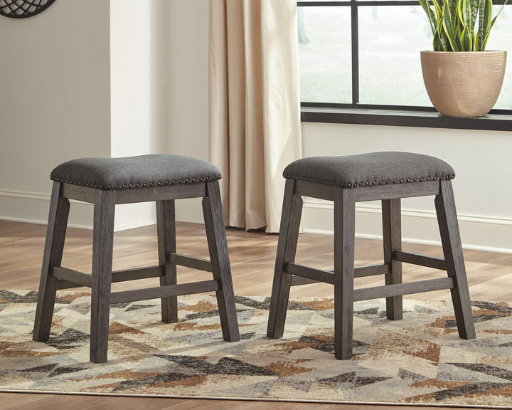 Caitbrook - Upholstered Stool (Set of 2) - Gray – alternate view 2