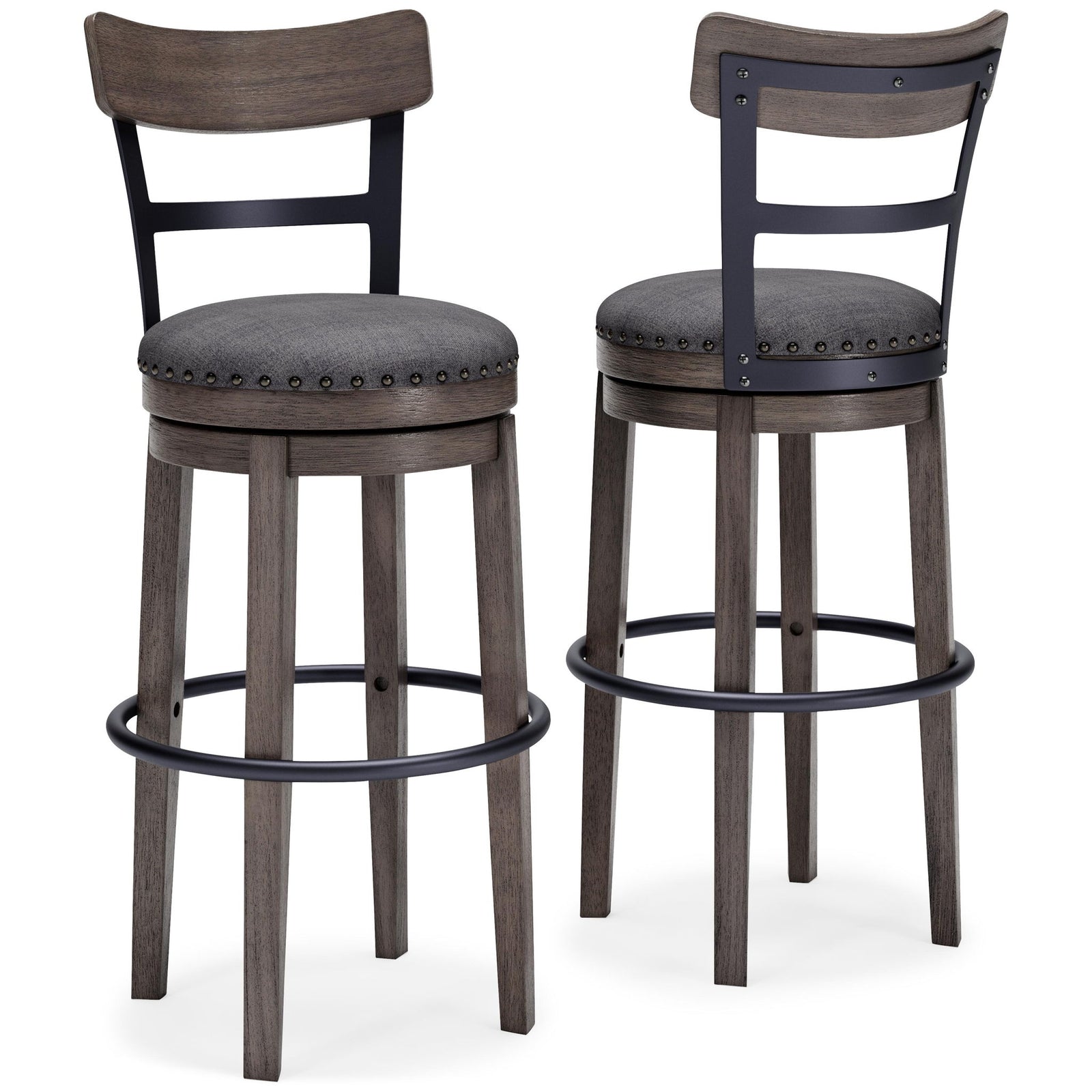 Caitbrook - Tall UPH Swivel Barstool - Gray – alternate view 2