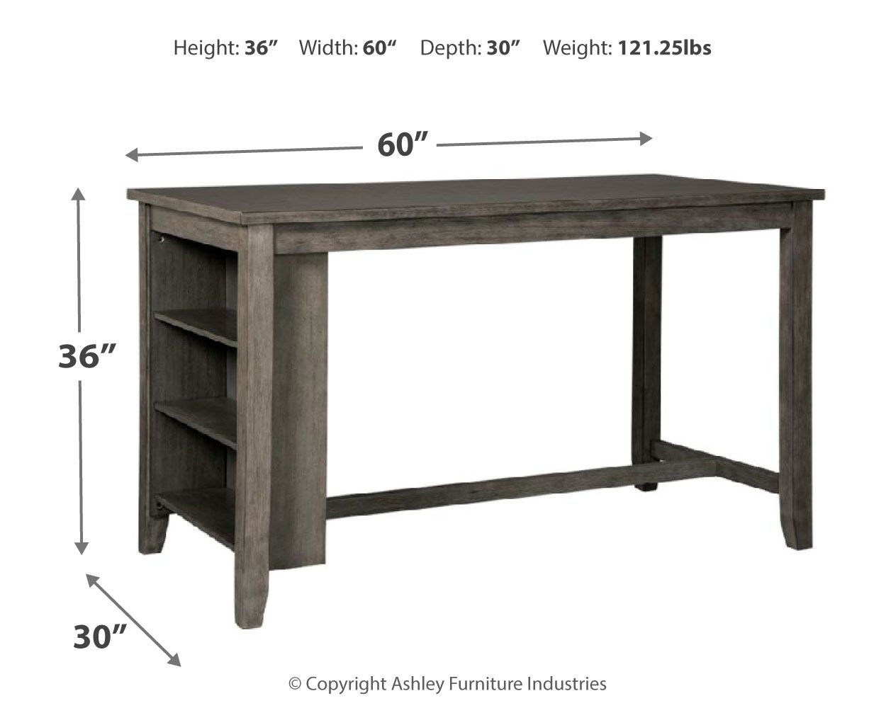 Caitbrook - Rectangular Dining Room Counter Table - Gray – alternate view 2