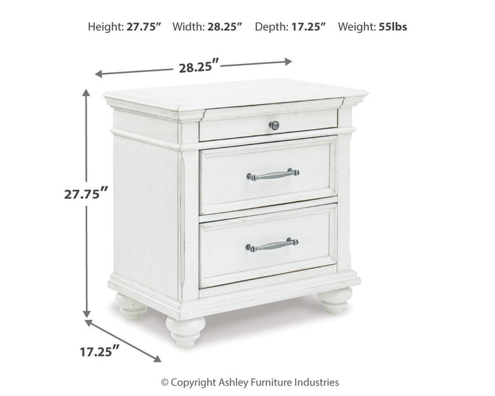 Kanwyn - Three Drawer Night Stand - Whitewash – alternate view 2