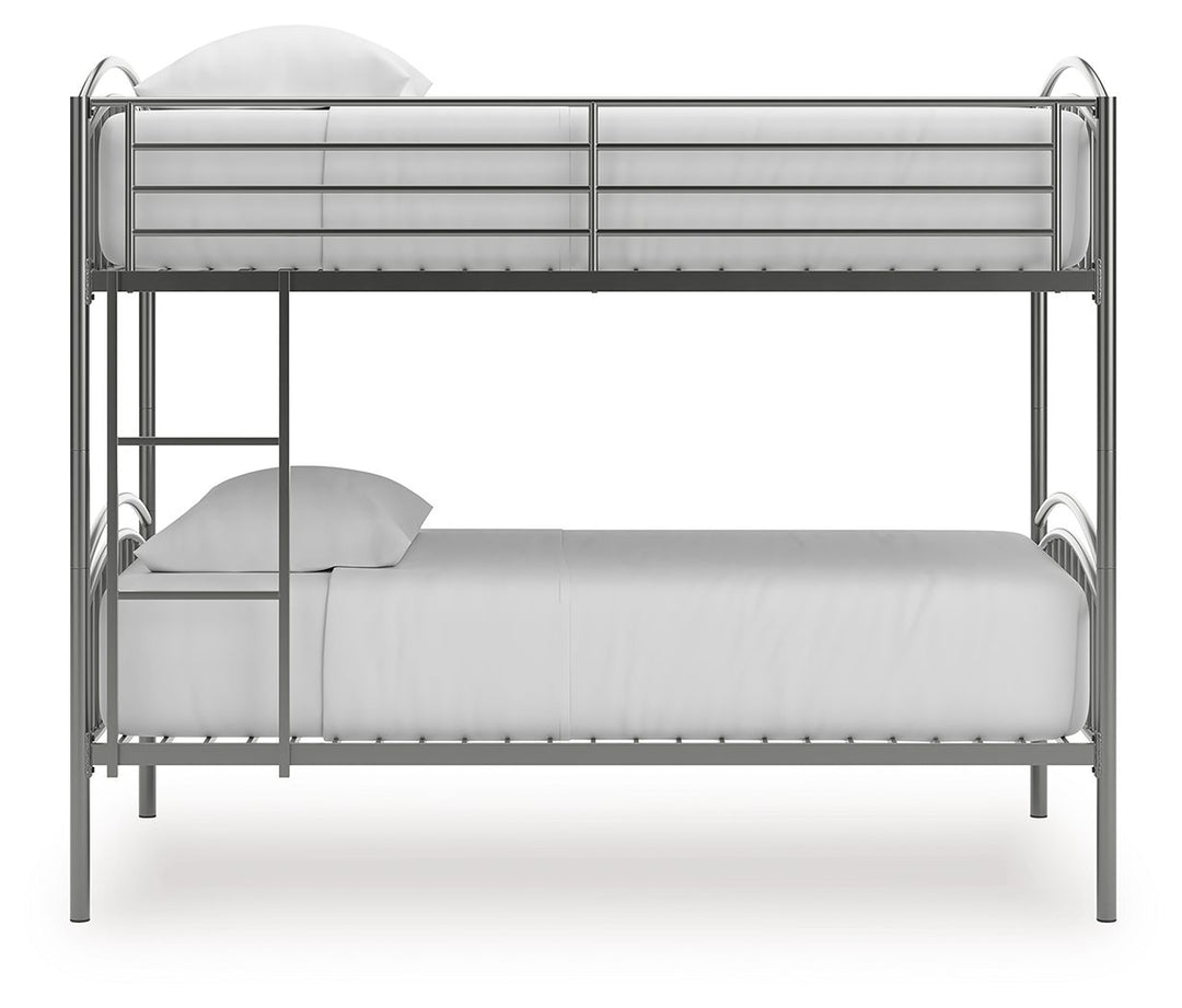 Lanceburg - 3 Pc. - Twin Over Twin Bunk Bed And 2 Mattresses - Gray