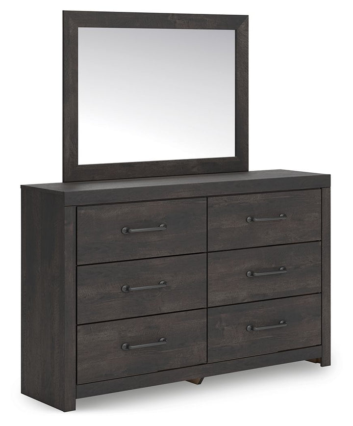 Hollivern - 4 Pc. - Twin Panel Storage Bed, Dresser, Mirror And Chest - Dark Gray