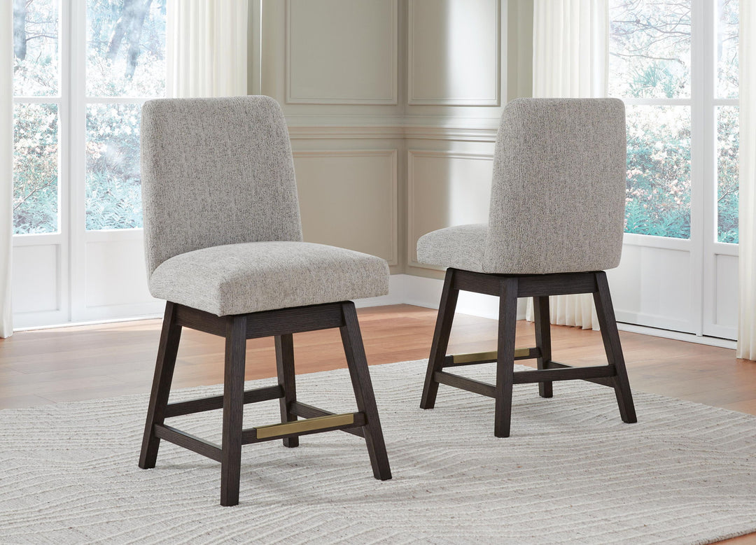 Burkhaus - Upholstered Swivel Barstool (Set of 2) - Beige / Dark Brown – alternate view 4