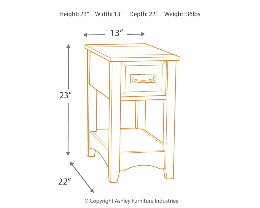 Breegin - Chair Side End Table - 1 Drawer - Brown