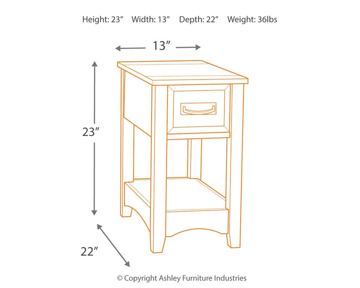 Breegin - Chair Side End Table - 1 Drawer - Brown
