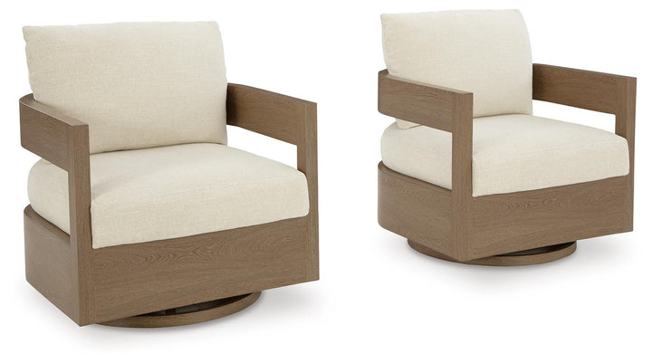 Serene Bay - Swivel Glider Chair With Cushion - Dark Brown / White – alternate view 4