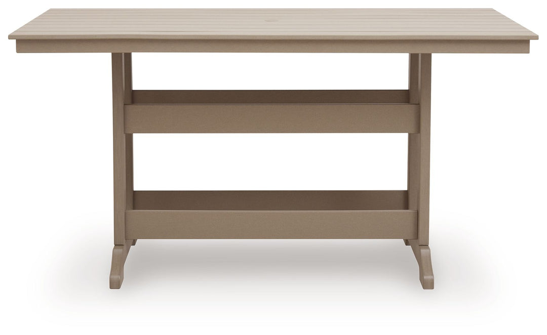 Seacliff Beach - Rectangular Counter Height Dining Table With Umbrella Option - Medium Brown