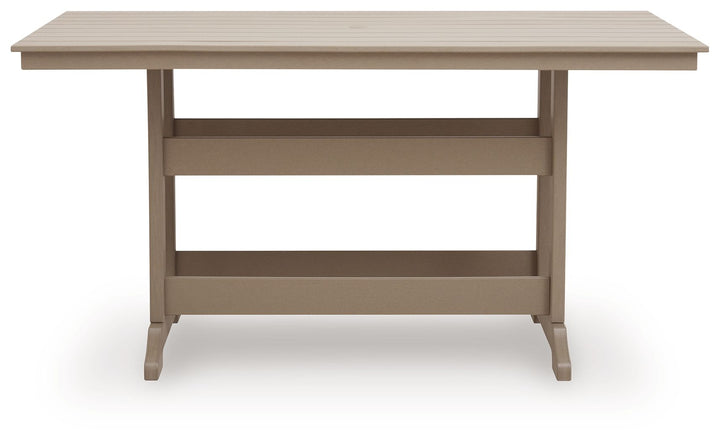 Seacliff Beach - Rectangular Counter Height Dining Table With Umbrella Option - Medium Brown