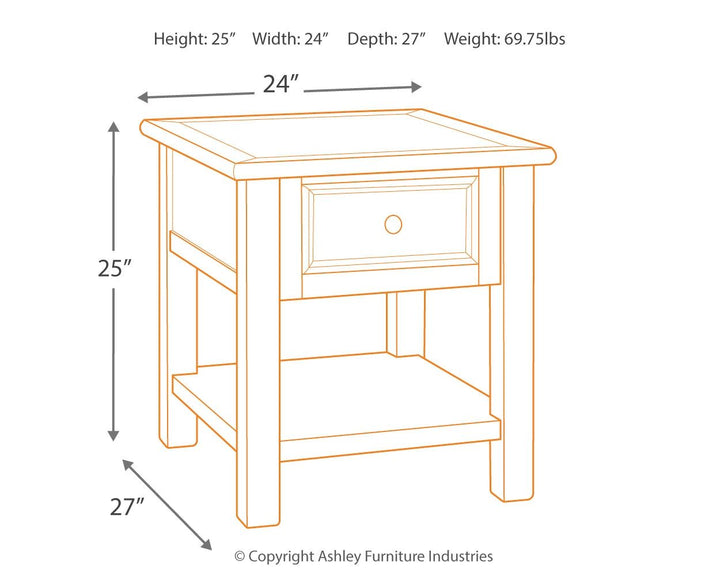 Bolanburg - Rectangular End Table - White / Brown / Beige