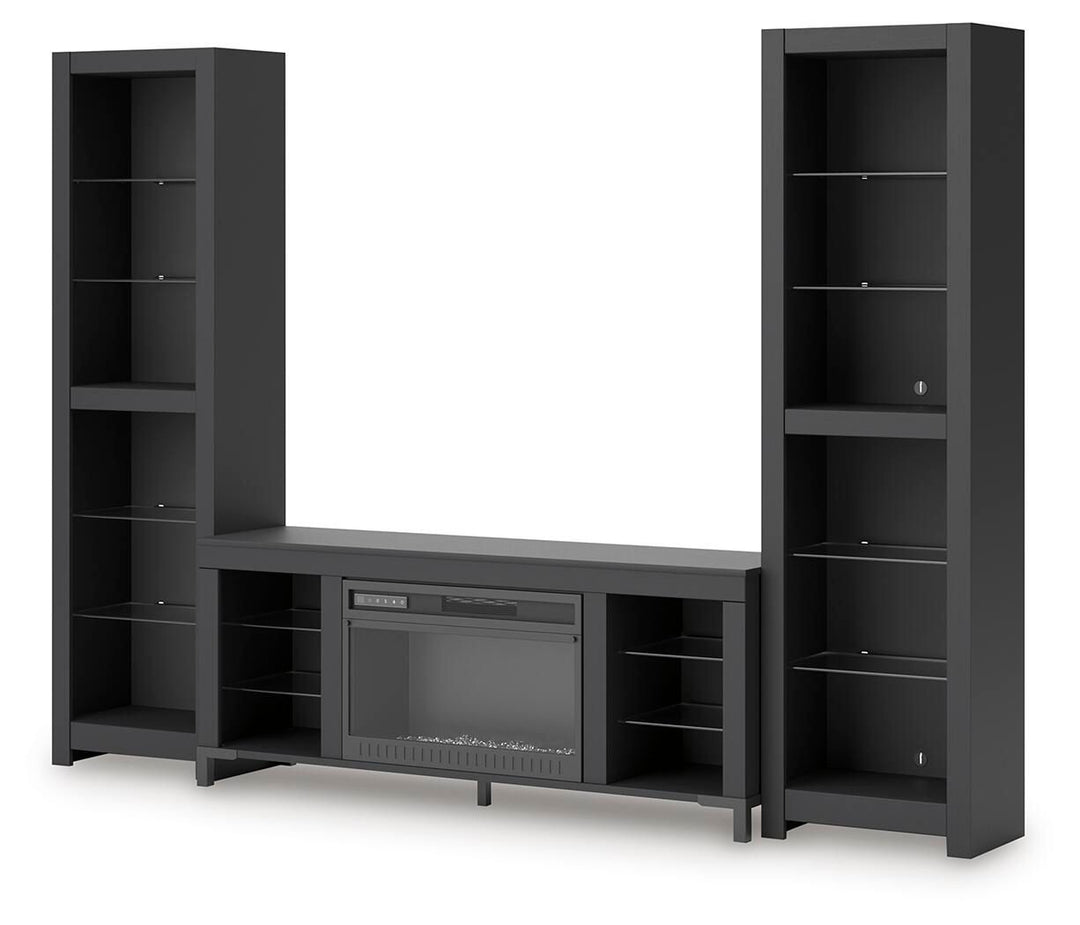 Cayberry - 3-Piece Entertainment Center With Electric Fireplace - Black – alternate view 4