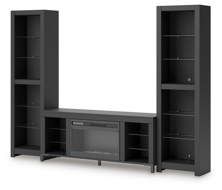 Cayberry - 3-Piece Entertainment Center With Electric Fireplace - Black – alternate view 4