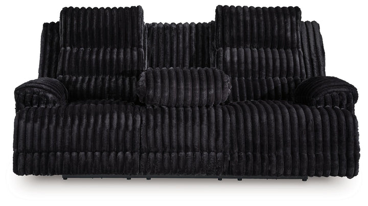 Rhine Falls - Reclining Power Sofa With Drop Down Table - Onyx