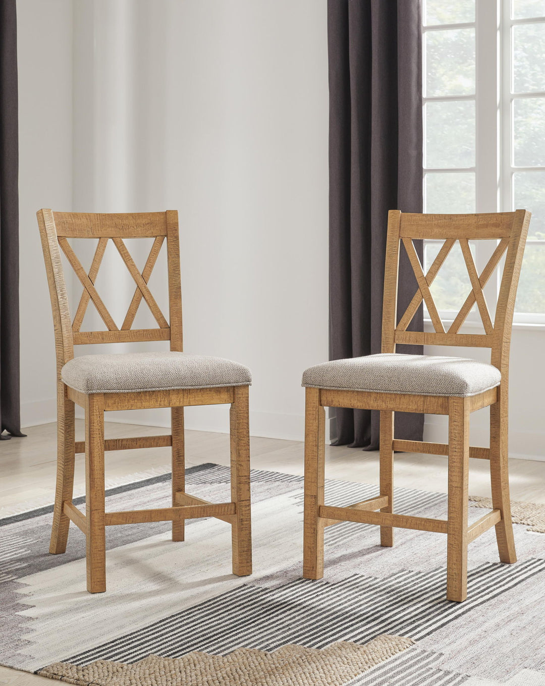 Havonplane - Upholstered Barstool (Set of 2) - Brown – alternate view 3