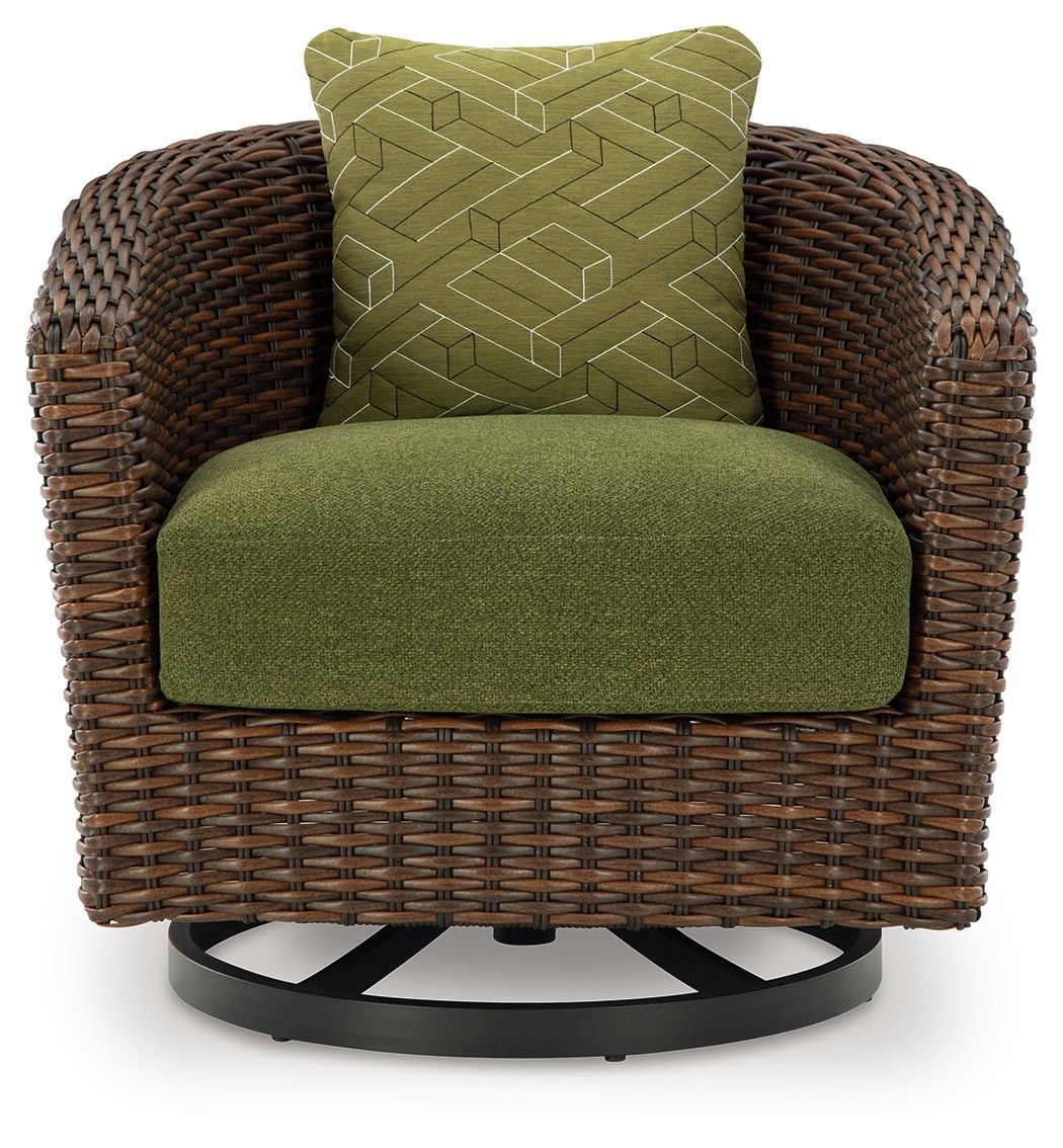 Horizon Hall - Swivel Lounge With Cushion - Brown / Green – alternate view 2