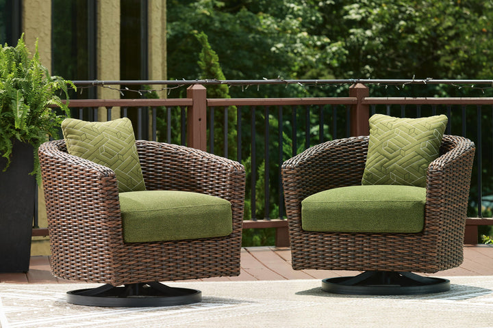 Horizon Hall - Swivel Lounge With Cushion - Brown / Green – alternate view 3