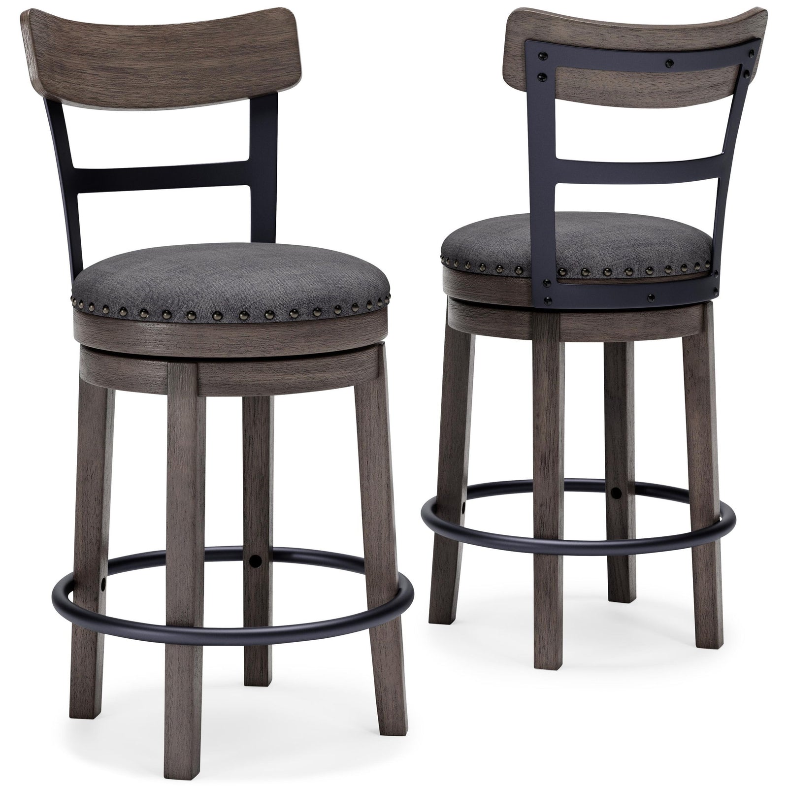 Caitbrook - UPH Swivel Barstool  - Gray – alternate view 2