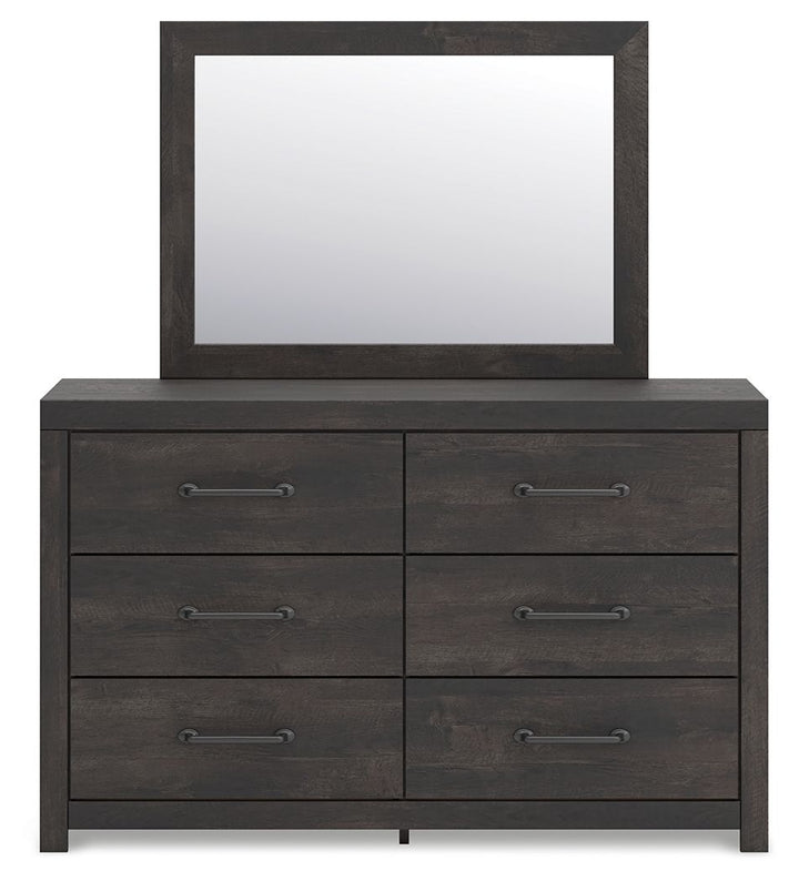 Hollivern - 4 Pc. - Twin Panel Storage Bed, Dresser, Mirror And Chest - Dark Gray
