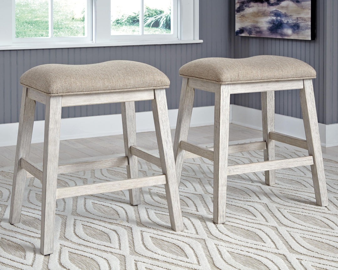 Skempton - Upholstered Stool (Set of 2) - White – alternate view 2