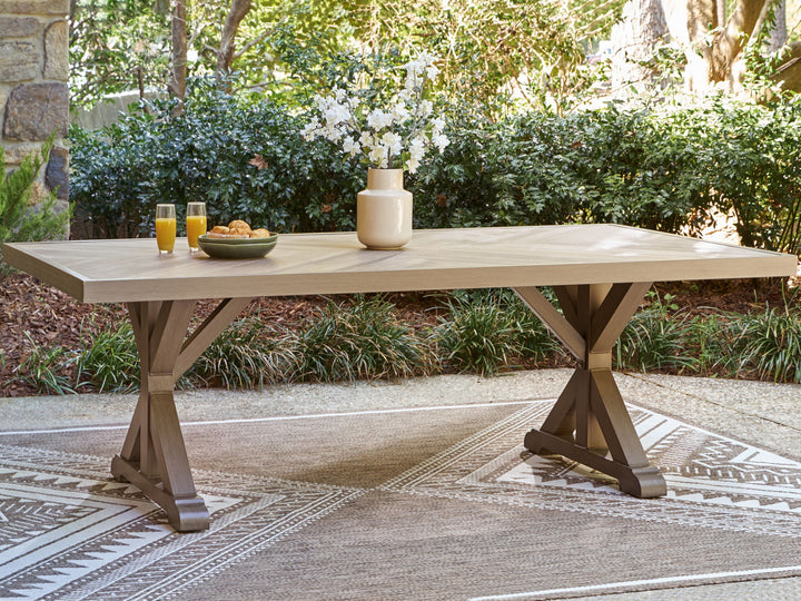 Laguna Heights - Rectangular Dining Table With Umbrella Option - Beige