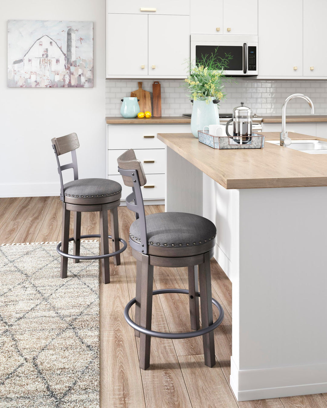 Caitbrook - UPH Swivel Barstool  - Gray – alternate view 3