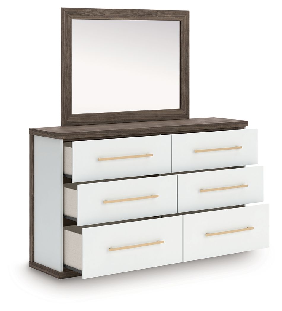 Kendanport - 4 Pc. - King Platform Bed, Dresser, Mirror And Nightstand - Brown / White