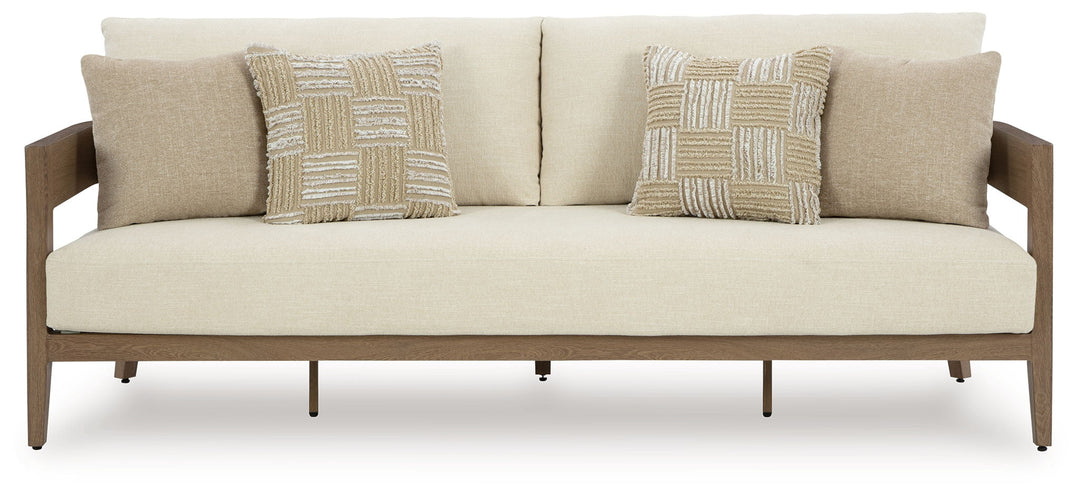 Serene Bay - Sofa With Cushion - Dark Brown / White