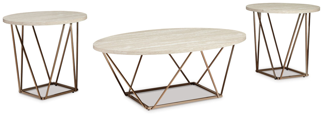 Tarica - Occasional Table Set (Set of 3) - White / Metallic