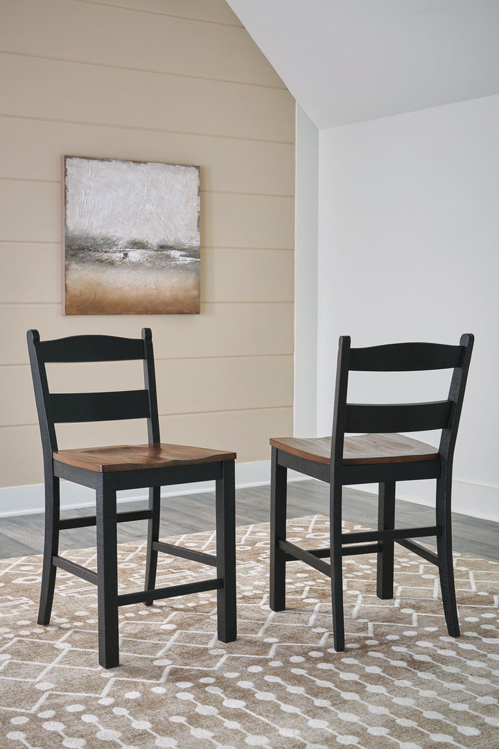 Valebeck - Barstool (Set of 2) - Black / Brown – alternate view 4
