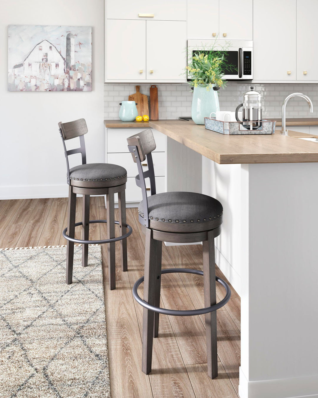 Caitbrook - Tall UPH Swivel Barstool - Gray – alternate view 4
