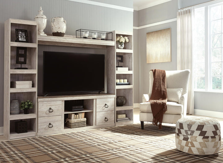 Willowton - 4-Piece Entertainment Center - Whitewash – alternate view 4
