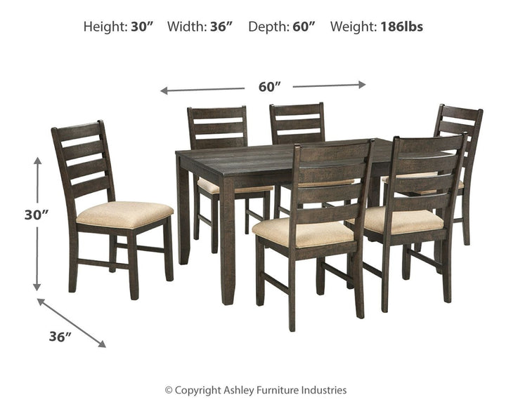 Rokane - Dining Room Table Set (Set of 7) - Brown