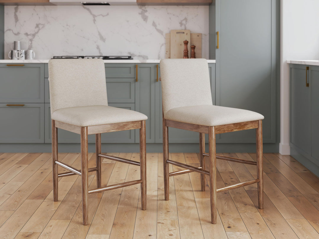 Isanti - Upholstered Barstool (Set of 2) - Light Brown – alternate view 4